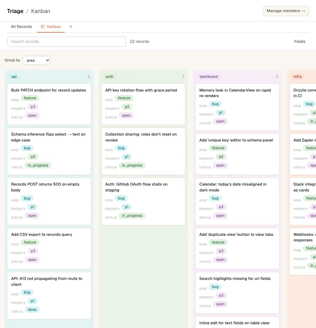 Screenshot of the ~/triage collection in Hutch